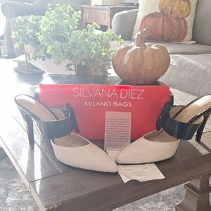 Women's Black and White Heels